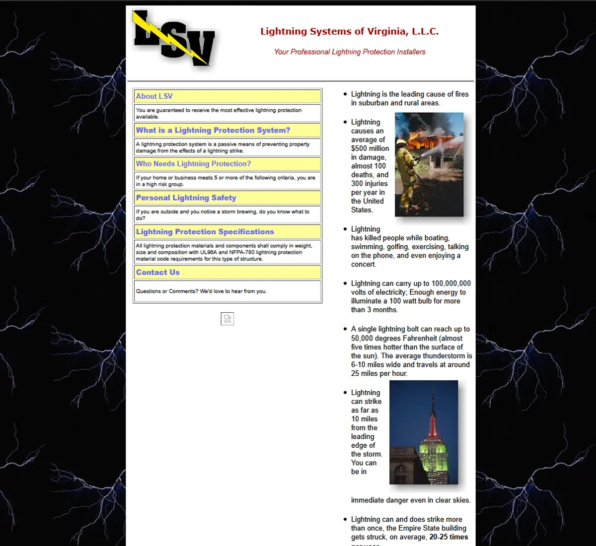 Screenshot of the Current Website